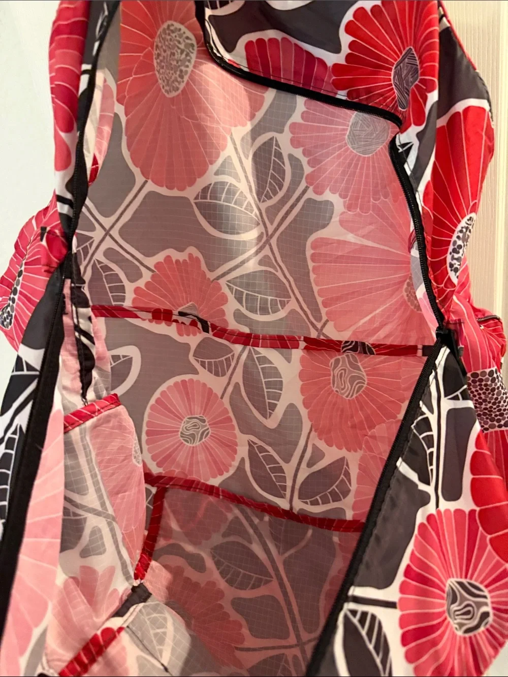 Vera Bradley Red Floral Nylon Tote with Black Handles